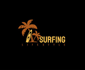 Fototapeta premium Surfing Design. Surfing Typography use palm and surfboard element.