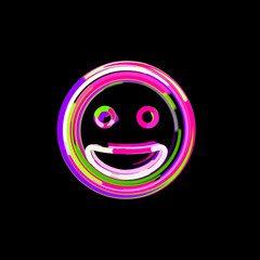 Symbol grin from multi-colored circles and stripes. UFO Green, Purple, Pink