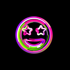 Symbol grin stars from multi-colored circles and stripes. UFO Green, Purple, Pink