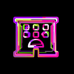 Symbol hotel from multi-colored circles and stripes. UFO Green, Purple, Pink