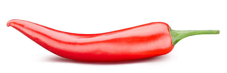 Hot chili peppers. Peppers chili full macro shoot food ingredient on white isolated. Clipping path...