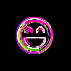 Symbol laugh beam from multi-colored circles and stripes. UFO Green, Purple, Pink
