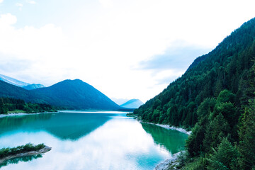 View of the Sylvensteinspeicher in Bavaria