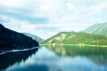 View of the Sylvensteinspeicher in Bavaria