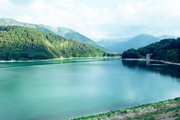 View of the Sylvensteinspeicher in Bavaria