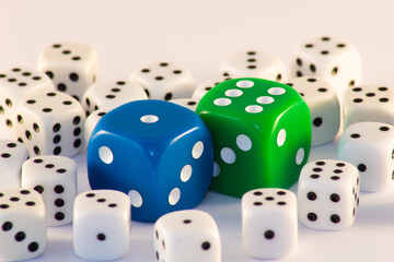 Group of dice on a white background