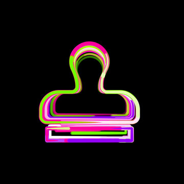 recommend clip art: Symbol stamp from multi-colored circles and stripes. UFO Green, Purple, Pink
