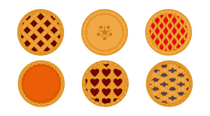 Set of pies on a white background. Vector illustration in flat style © Taisiya