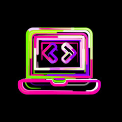 Symbol laptop code from multi-colored circles and stripes. UFO Green, Purple, Pink