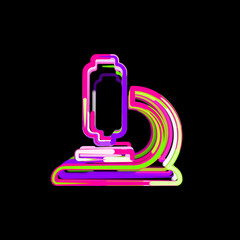 Symbol microscope from multi-colored circles and stripes. UFO Green, Purple, Pink
