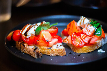 Tomato and cheese bruschetta 
