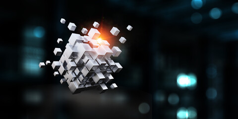 Glowing cubes. Innovation and creativity concept - obrazy, fototapety, plakaty