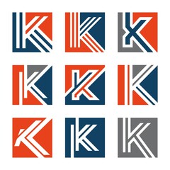 Abstract letter K vector logo concept. Style K vector logo. Color black letter K logo vector template. Letter K logo for technology