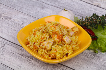 Traditional Pilaf with chicken and carrot