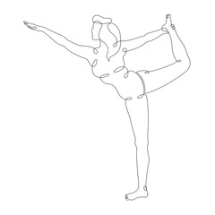 slender girl practices yoga