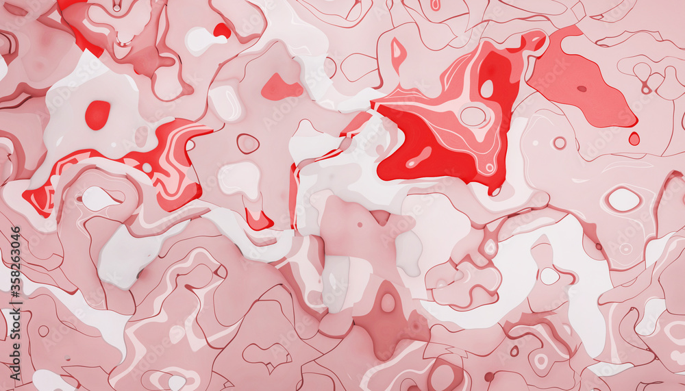 Poster abstract curves modern contemporary art concepts on red background - 3d rendering