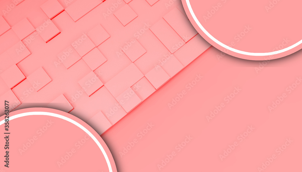 Poster abstract geometric digital pattern and circle shapes creative idea modern on red background - 3d ren