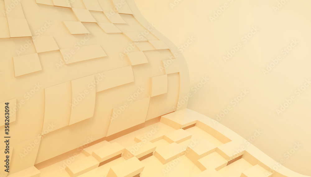 Poster abstract geometric digital pattern creative idea and random square shapes on yellow monotone backgro