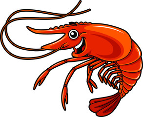 Vector Cartoon Smiling Shrimp