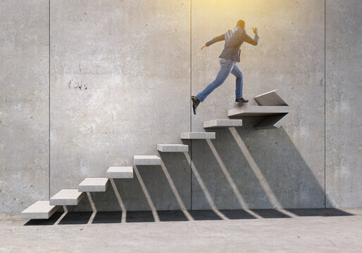 Image Of Businessman Walking Upstairs