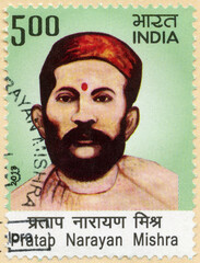 INDIA - 2013: shows Pratap Narayan Mishra (1856-1894), 2013