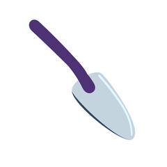  Garden shovel for digging the earth, isolated on a white background. Garden shovel of earthworks. A tool for transplanting plants. Vector illustration in flat style