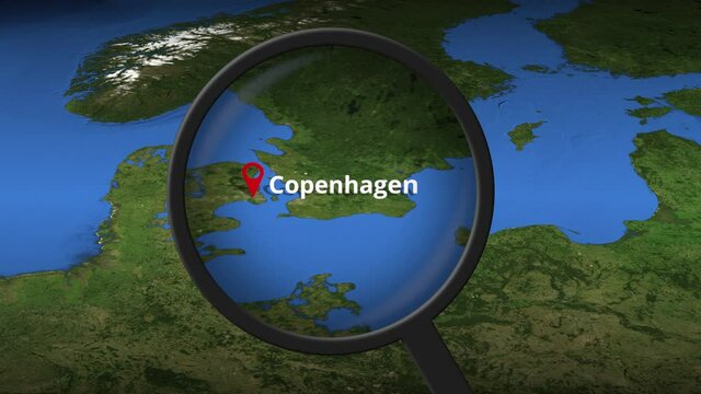 Magnifying glass finds Copenhagen city on the map