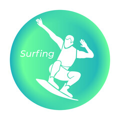 Surfing icon in vector. Tourism. Vector illustration.
