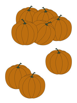 Halloween vector illustration group of pumpkins. Education card