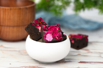 Rose tea and brown sugar.