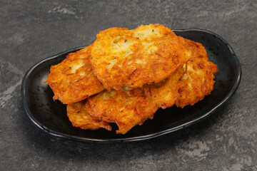 Roasted potato pancakes in the bowl