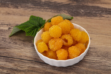 Sweet ripe tasty yellow raspberry