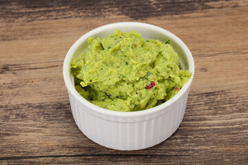 Avocado guacamole sauce with chili pepper