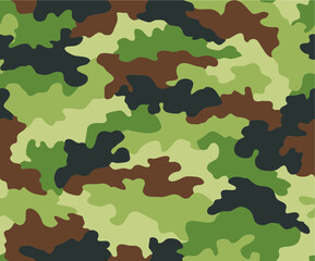 Camouflage seamless pattern. Forms of oak leaf. Five woodland colors.