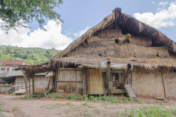 Old bamboo and grass of tribal in Thailand