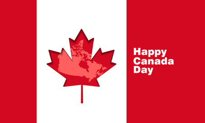 Fototapeta na wymiar Happy Canada Day background with red maple leaf. vector illustration. paper art style