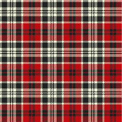 Plaid (tartan) seamless pattern. Red, black and white stripes. Scottish, lumberjack and hipster fashion style.