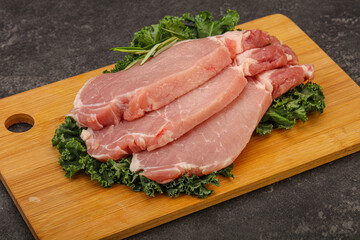 Raw pork steak for cooking