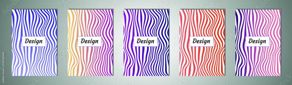 Poster set of modern abstract backgrounds with gradient linear waves. simply geometric template for design