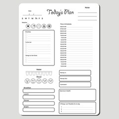 everyday planner page, todays plan