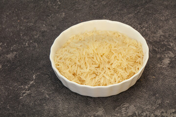 Raw basmati rice in the bowl