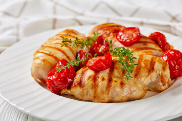 hot spicy grilled chicken breasts, top view
