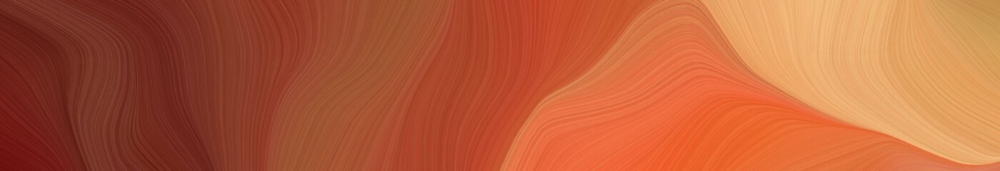 wide colored background banner with sienna, sandy brown and tomato color. contemporary waves illustration