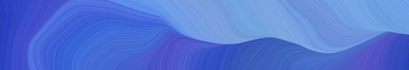 beautiful wide colored banner with royal blue, corn flower blue and strong blue color. abstract waves illustration