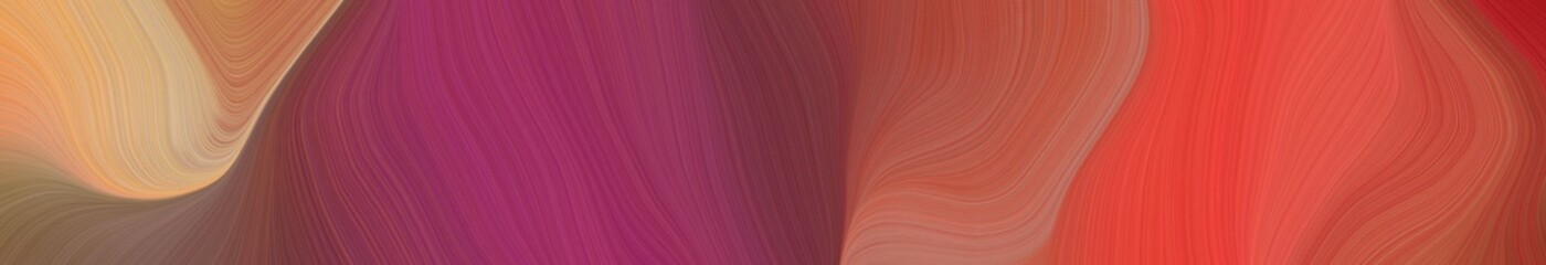 wide colored banner background with dark moderate pink, dark salmon and tomato color. modern soft swirl waves background illustration