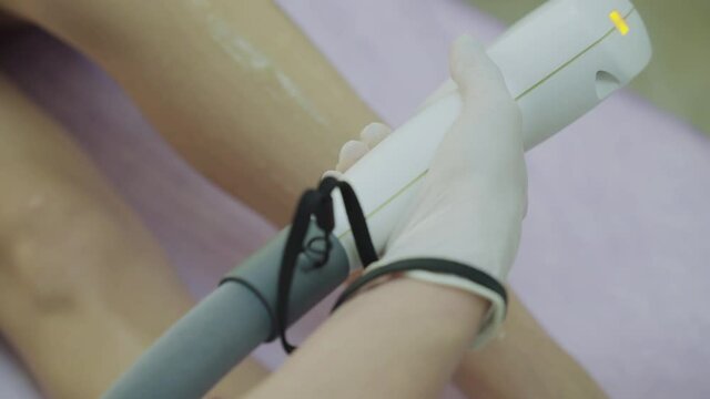 The concept of elos hair removal, photoepilation on female legs