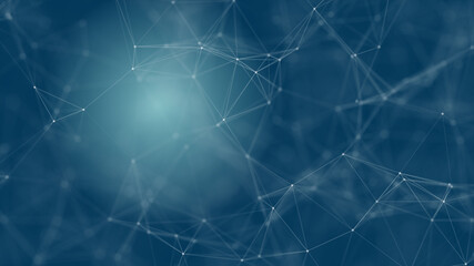 Abstract futuristic with connection lines on blue background. Plexus structure. Concept of Science, Business, Communication, Medical, Technology, Network, Cyber, Sci-fi. Illustration. 3D rendering