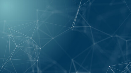 Abstract futuristic with connection lines on blue background. Plexus structure. Concept of Science, Business, Communication, Medical, Technology, Network, Cyber, Sci-fi. Illustration. 3D rendering