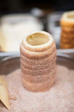 Tredelnik Spit Cake covered in sugar, Brno, Czech Rep, Europe - 23rd February 2018