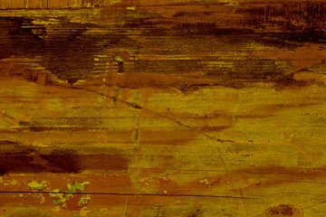 Old tan wood crack with cracks. . Background of brown wooden surface with cracks and bumps. Brown wood  with dimming for design and text.